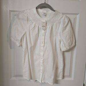 J. Crew Factory XS White Button-Up Blouse NWT